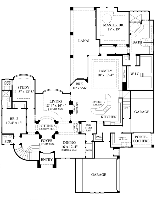 House Plan 61855 - Mediterranean Style with 5564 Sq Ft, 5 Bed, 5