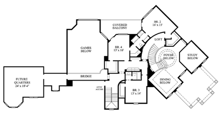 Victorian House Plan 61864 with 4 Beds, 4 Baths, 3 Car Garage Second Level Plan