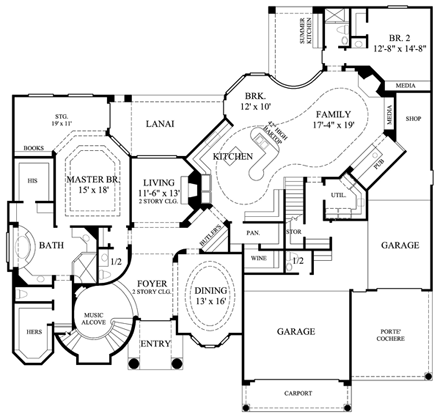 Victorian House Plan 61872 with 6 Beds, 7 Baths, 3 Car Garage First Level Plan