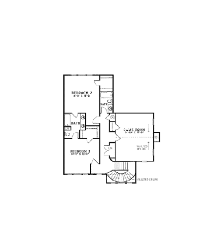 Country, Farmhouse, Southern House Plan 62015 with 3 Beds, 4 Baths, 3 Car Garage Second Level Plan