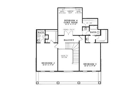Colonial, Plantation, Southern House Plan 62020 with 5 Beds, 4 Baths Second Level Plan