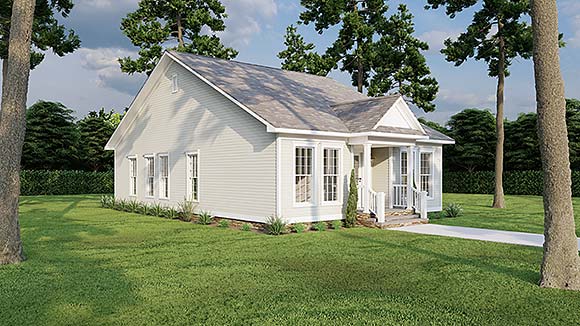 Bungalow, Colonial, Country, Ranch, Southern House Plan 62021 with 3 Beds, 2 Baths, 2 Car Garage Elevation