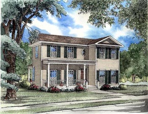 Colonial, Southern House Plan 62026 with 3 Beds, 2 Baths, 2 Car Garage Elevation