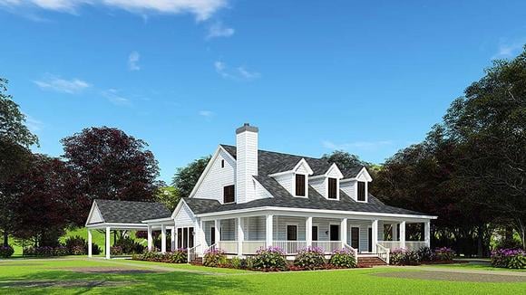 Country, Farmhouse, Southern House Plan 62032 with 4 Beds, 3 Baths, 2 Car Garage Elevation