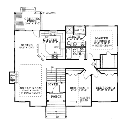 House Plan 62038 with 3 Beds, 3 Baths First Level Plan