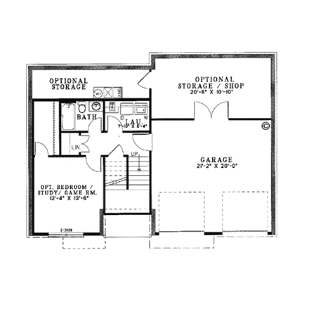 House Plan 62038 with 3 Beds, 3 Baths Second Level Plan