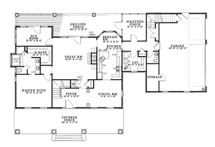 Cape Cod House Plan 62045 with 4 Beds, 4 Baths, 3 Car Garage First Level Plan