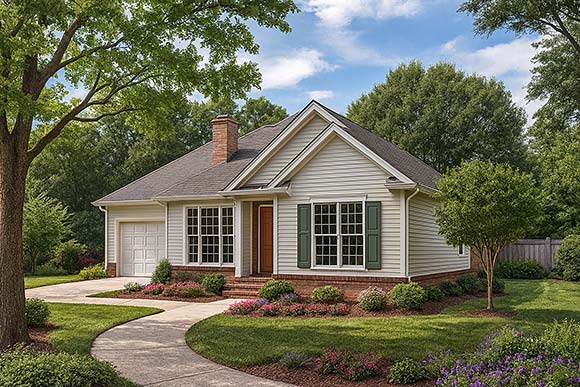 Traditional House Plan 62048 with 3 Beds, 2 Baths Elevation