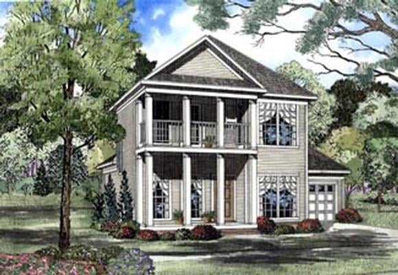 Colonial House Plan 62057 with 3 Beds, 3 Baths, 2 Car Garage Elevation