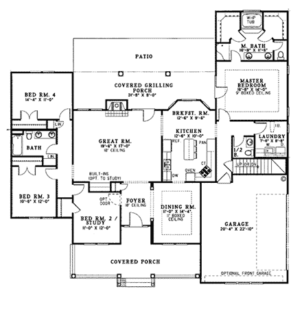 Country House Plan 62065 with 4 Beds, 4 Baths, 2 Car Garage First Level Plan