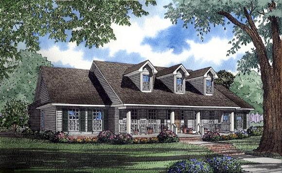 Country, Southern House Plan 62074 with 4 Beds, 3 Baths, 2 Car Garage Elevation