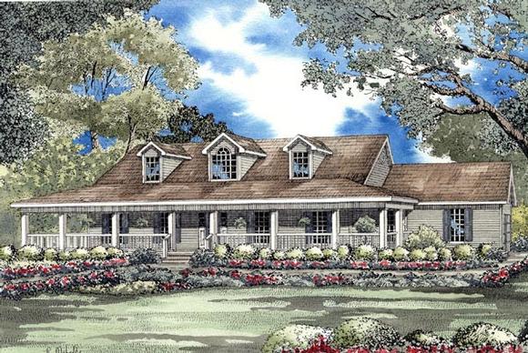 Country, Southern House Plan 62077 with 3 Beds, 2 Baths, 2 Car Garage Elevation