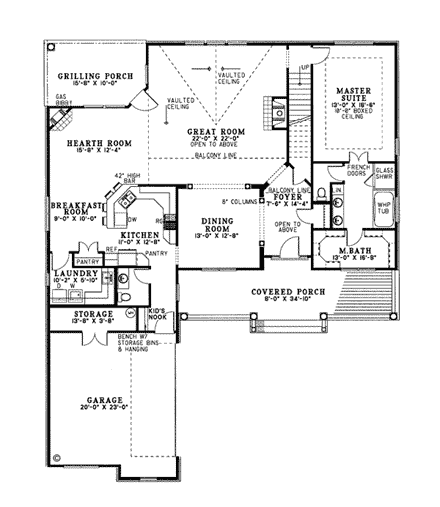 Cape Cod, Country House Plan 62087 with 3 Beds, 3 Baths, 2 Car Garage First Level Plan