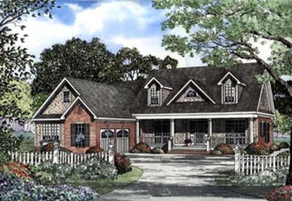 Cape Cod, Country House Plan 62087 with 3 Beds, 3 Baths, 2 Car Garage Elevation