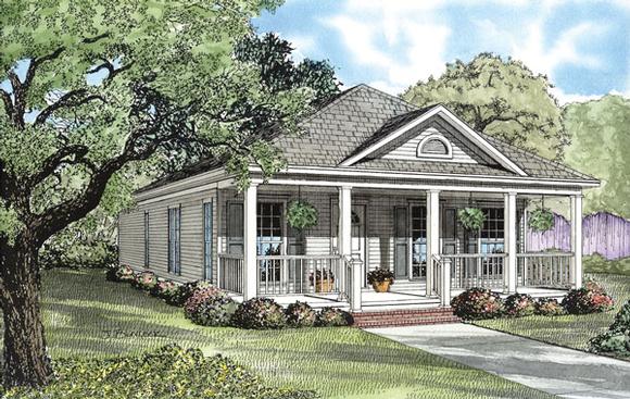 Country, Southern House Plan 62096 with 2 Beds, 2 Baths, 2 Car Garage Elevation