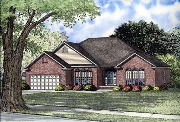 European, Traditional House Plan 62097 with 4 Beds, 2 Baths, 2 Car Garage Elevation