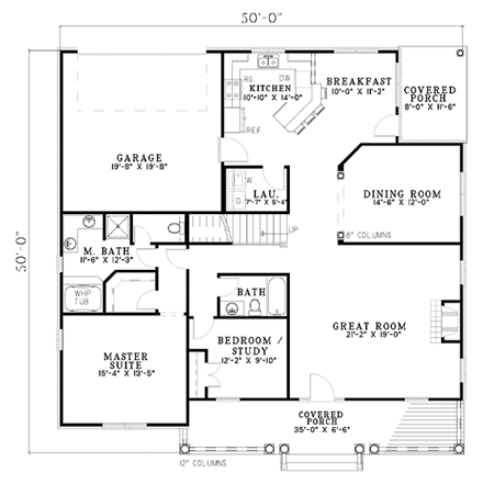 Cape Cod, Country, Southern House Plan 62104 with 4 Beds, 3 Baths, 2 Car Garage First Level Plan