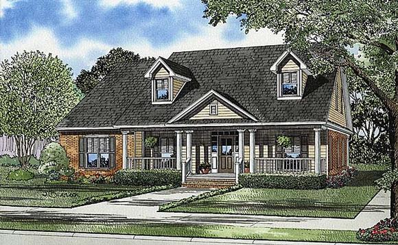 Cape Cod, Country, Southern House Plan 62104 with 4 Beds, 3 Baths, 2 Car Garage Elevation