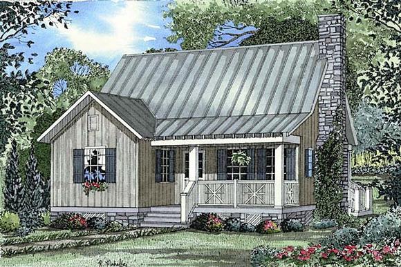 Cabin, Country, Southern House Plan 62114 with 2 Beds, 2 Baths Elevation