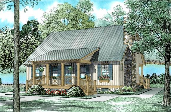 Cabin, Cottage, Country, Southern House Plan 62115 with 3 Beds, 2 Baths Elevation
