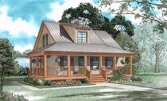 Cabin, Country, Southern House Plan 62117 with 3 Beds, 2 Baths Elevation
