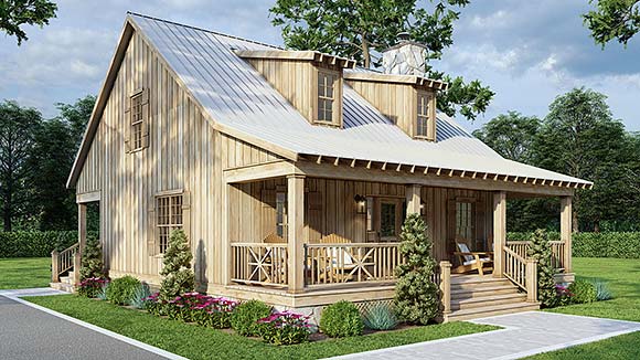 Cabin, Country, Southern House Plan 62118 with 2 Beds, 2 Baths Elevation