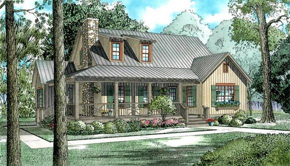 Bungalow, Country, Southern House Plan 62120 with 4 Beds, 2 Baths Elevation