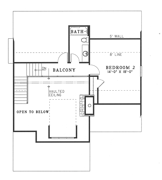 Bungalow, Country, Southern House Plan 62121 with 2 Beds, 2 Baths Second Level Plan