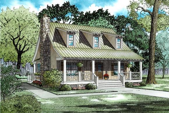 Cottage, Country, Southern House Plan 62122 with 3 Beds, 2 Baths Elevation