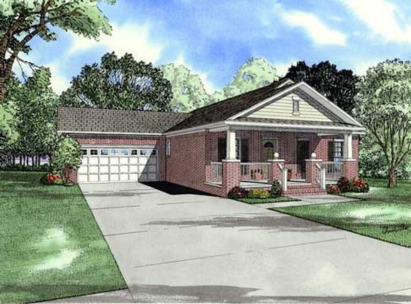 Bungalow, One-Story, Traditional House Plan 62129 with 3 Beds, 2 Baths, 2 Car Garage Elevation
