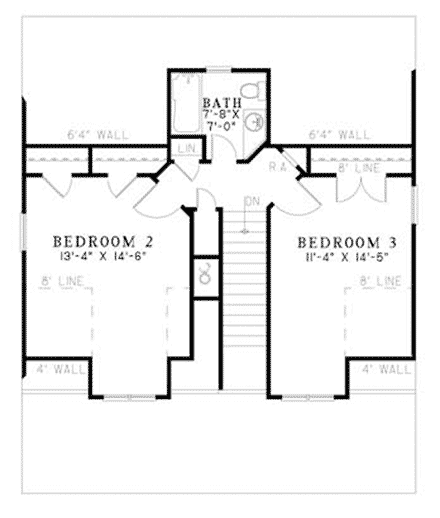 Bungalow, Cabin, Country, Southern House Plan 62131 with 3 Beds, 2 Baths Second Level Plan