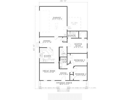 Cabin, Country, Southern House Plan 62142 with 3 Beds, 2 Baths, 2 Car Garage First Level Plan
