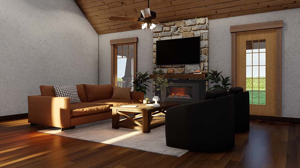 Bungalow, Country, Craftsman, Tudor Plan with 1485 Sq. Ft., 3 Bedrooms, 2 Bathrooms, 2 Car Garage Picture 15