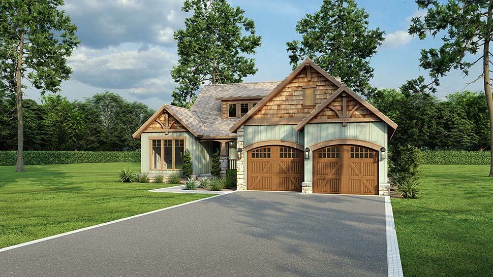 Bungalow, Country, Craftsman, Tudor Plan with 1485 Sq. Ft., 3 Bedrooms, 2 Bathrooms, 2 Car Garage Picture 7