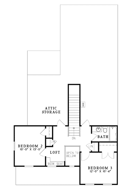 Bungalow, Country, Southern House Plan 62144 with 3 Beds, 2 Baths, 2 Car Garage Second Level Plan