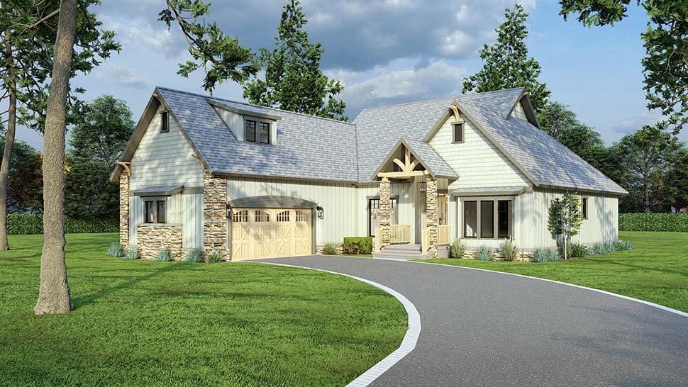 Bungalow, Country, Craftsman, One-Story Plan with 1874 Sq. Ft., 3 Bedrooms, 2 Bathrooms, 2 Car Garage Picture 4