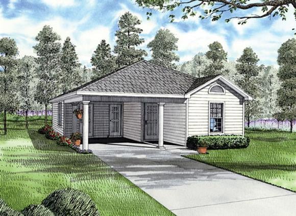 Traditional House Plan 62171 with 3 Beds, 2 Baths, 1 Car Garage Elevation