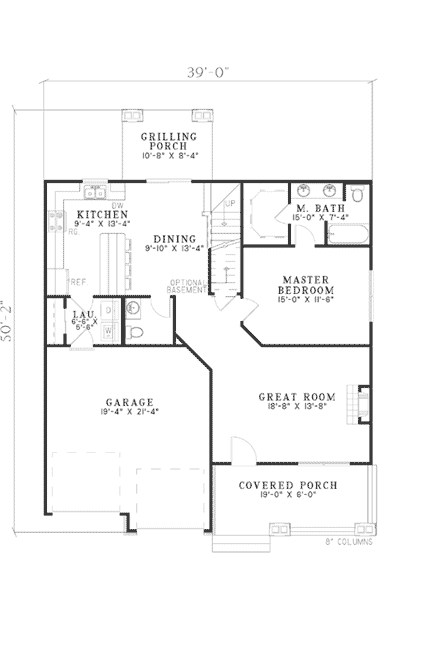 Bungalow, Country, Craftsman House Plan 62178 with 3 Beds, 3 Baths, 2 Car Garage First Level Plan