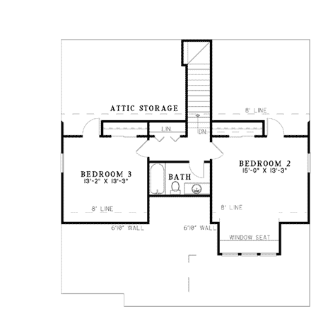Bungalow, Country, Craftsman House Plan 62178 with 3 Beds, 3 Baths, 2 Car Garage Second Level Plan