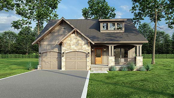 Bungalow, Country, Craftsman House Plan 62178 with 3 Beds, 3 Baths, 2 Car Garage Elevation