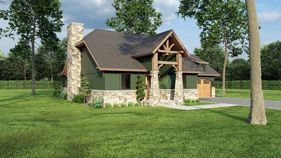 Bungalow, Cabin, Country, Craftsman, One-Story Plan with 1282 Sq. Ft., 3 Bedrooms, 2 Bathrooms, 2 Car Garage Picture 4