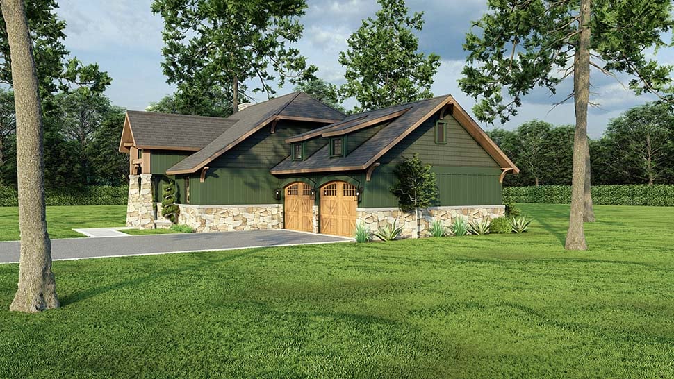 Bungalow, Cabin, Country, Craftsman, One-Story Plan with 1282 Sq. Ft., 3 Bedrooms, 2 Bathrooms, 2 Car Garage Picture 5