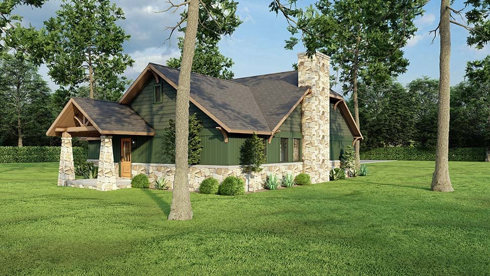 Bungalow, Cabin, Country, Craftsman, One-Story Plan with 1282 Sq. Ft., 3 Bedrooms, 2 Bathrooms, 2 Car Garage Picture 8