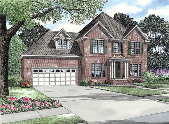 Colonial, Traditional House Plan 62200 with 3 Beds, 3 Baths, 2 Car Garage Elevation