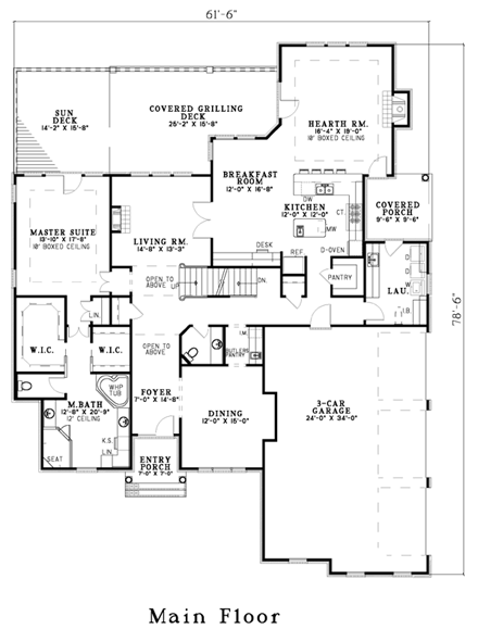 House Plan 62232 with 5 Beds, 5 Baths, 3 Car Garage First Level Plan
