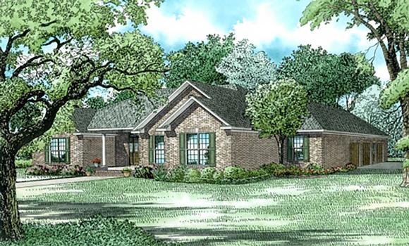 Traditional House Plan 62233 with 3 Beds, 3 Baths, 3 Car Garage Elevation