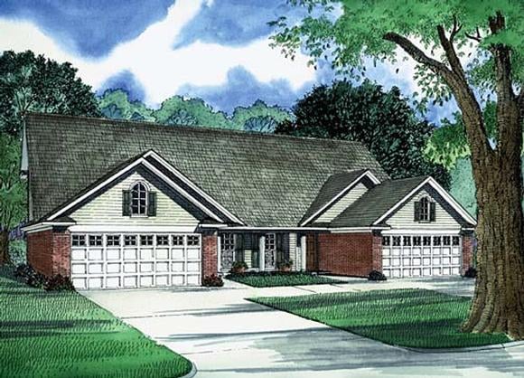 Multi-Family Plan 62236 with 6 Beds, 6 Baths, 4 Car Garage Elevation