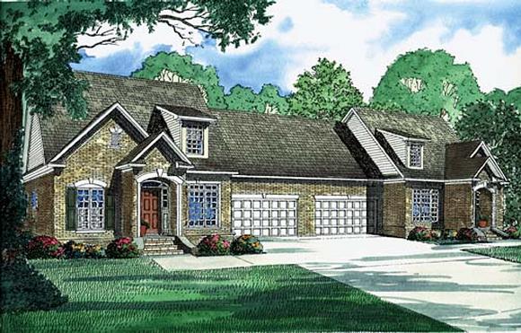 Multi-Family Plan 62239 with 6 Beds, 6 Baths, 4 Car Garage Elevation