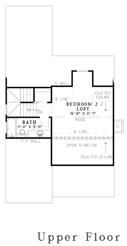 House Plan 62245 with 2 Beds, 2 Baths, 2 Car Garage Second Level Plan