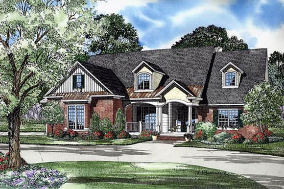 Craftsman, Traditional House Plan 62249 with 5 Beds, 4 Baths, 2 Car Garage Elevation